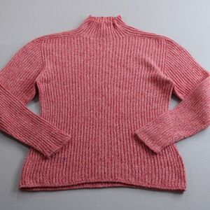 Dean Michael Ribbed Mock Neck Sweater Pink Marled Knit Made in USA Large Comfy
